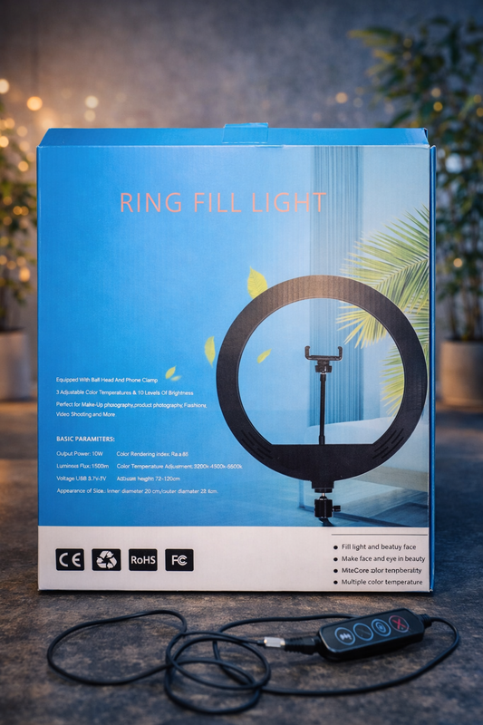 Ring Fill Light BD-360 with Mobile Holder & Tripod – 3 Color Modes LED Ring Light for Video, Makeup & Live Streaming