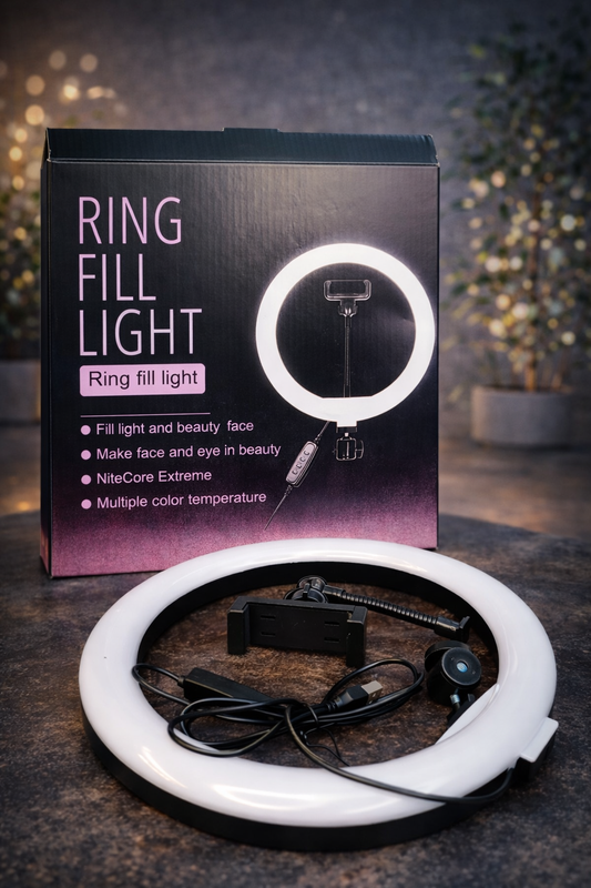 LED Ring Fill Light with Adjustable Brightness – Professional Selfie & Makeup Lighting for TikTok, YouTube & Live Streaming